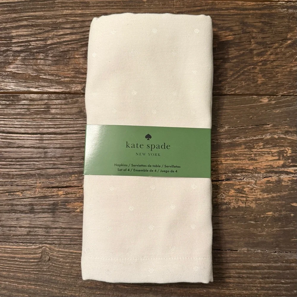 Kate Spade Dot Napkins Set of 4 Cream Ivory